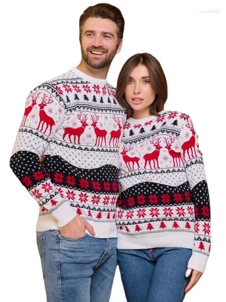 Kadınların Sweaters Taç triko Yumuşak Gevşek Xmas Jumpers Kadınlar Erkekler Unisex Örgü Sıcak 2024 Kış Çiftleri Noel Eşleşen Kıyafetler