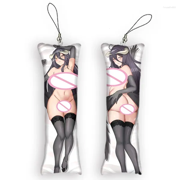 Anahtarlıklar Overlord Albedo Tema Karakter Mini Dakimakura Keychain Anime Kawaii 2 taraflı baskı küçük yastık sevimli kolye hediyesi