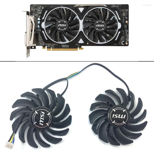 Refrigeradores de computador 2 peças 85mm pld09210b12hh 4pin ventilador cooler para msi armadura rx470 rx 480 rx570 rx580 8g oc placa de vídeo gráfica ventiladores de refrigeração