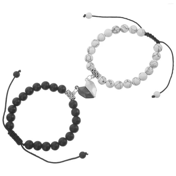 Braccialetti con ciondoli Bracciale magnetico Coppia Gioielli da polso Regali Decorazioni in turchese bianco Amanti con perline Gli amanti