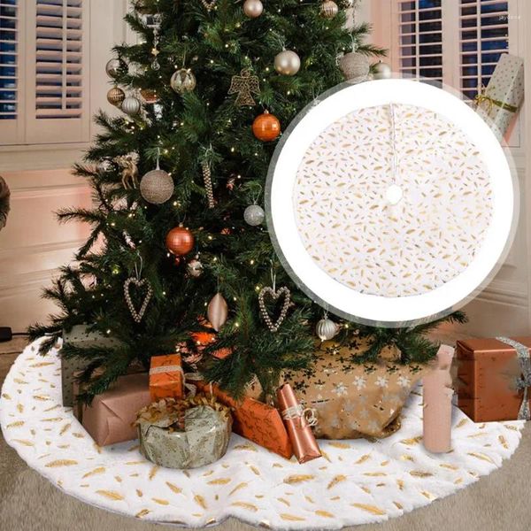 Decorações de Natal Saia de árvore decorativa Festiva Branca Pelúcia Bronzeamento Padrão de penas para decoração de festival em casa A