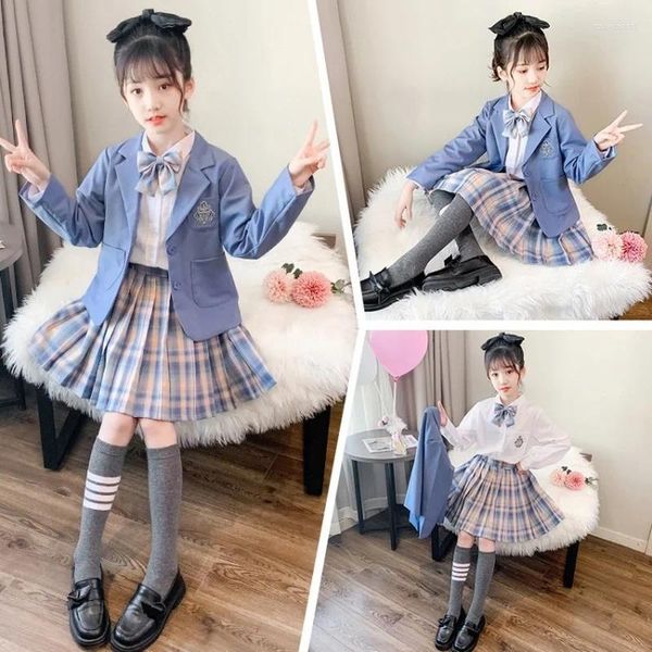 Kleidungssets Japanische Schulmädchenuniform 3-teiliges Marinekostüm Kinder JK-Anzug Matrosenbluse Faltenrock-Set Teenager-Studentenkleidung