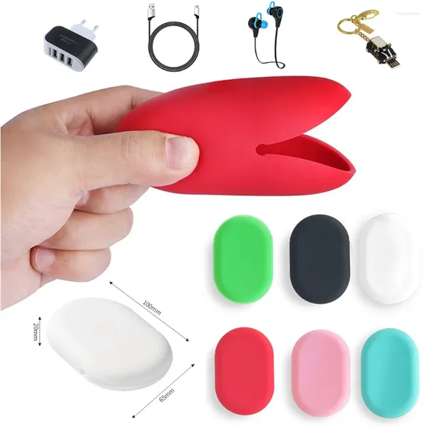 Sacos de armazenamento usados para carregar data linha fone de ouvido caixa de silicone mini cabo de viagem saco conveniente transportar