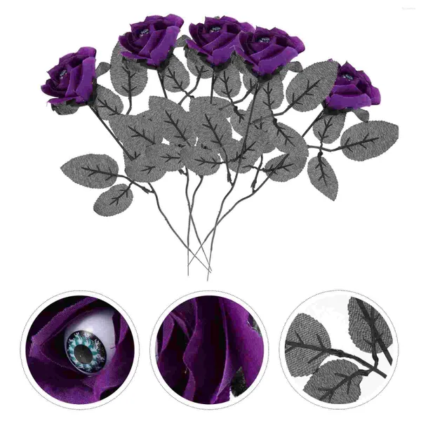 Dekorative Blumen 5 Stück Rosen mit Augen Dekor Blume Augapfel Party Tricky Halloween Tuch künstlich simuliert