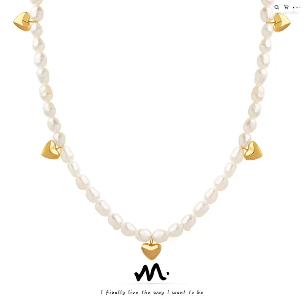 Ожерелья с подвесками, ожерелье премиум-класса для девочек, милая модная цепочка из натурального пресноводного жемчуга в форме сердца