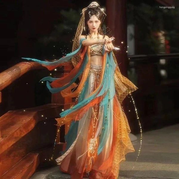 Stage Wear 2024 Dunhuang Hanfu Danza femminile Elementi Han Tianzhu Principessa Regioni occidentali Costume tradizionale cinese Stile esotico