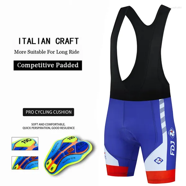 Abbigliamento moto 2024 Groupama Fdj Team Blue Abbigliamento da ciclismo da uomo Pantaloncini con bretelle con gel Pad Ropa Ciclismo