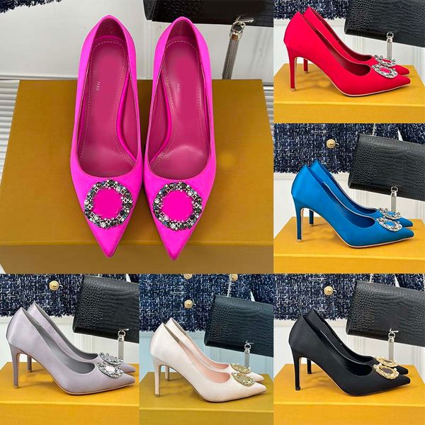 7/9 cm Neue Kristall Slingback Pumpe Kalb Leder Frauen Designerschuhe Hochzeitskleid Pumps Stiletto Heel Sexy Soes Zehen Luxus Strassschnalle Echte Seidenfutterschuhe