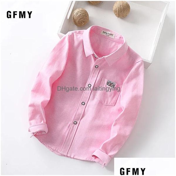 Kinderhemden Gfmy Spring Oxford Textile Baumwolle Einfarbig Rosa Schwarz Jungen Weißes Hemd 3 T 14T Britischer Stil Kinderoberteile 230331 Dr. Dhyff