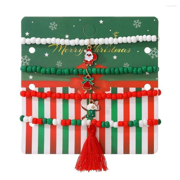 Braccialetti a maglie IPARAM Regalo di Natale per donne Uomini Babbo Natale Campana Perline Set di catene Gioielli per feste