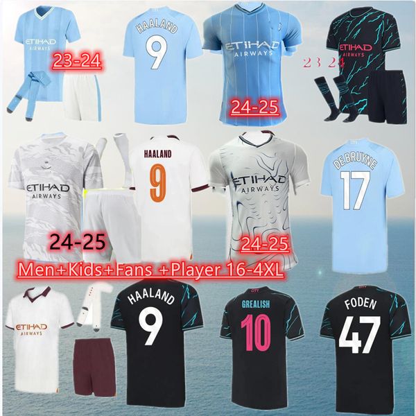23 24 25 HAALAND camisas de futebol 2024 DE BRYNE PHILLIPS MANS CITIES FODEN J.ALVAREZ GREALISH FERRAN MAHREZ FODEN BERNARDO JOAO CANCELO Z RODRIGO Fans Player S-4XL