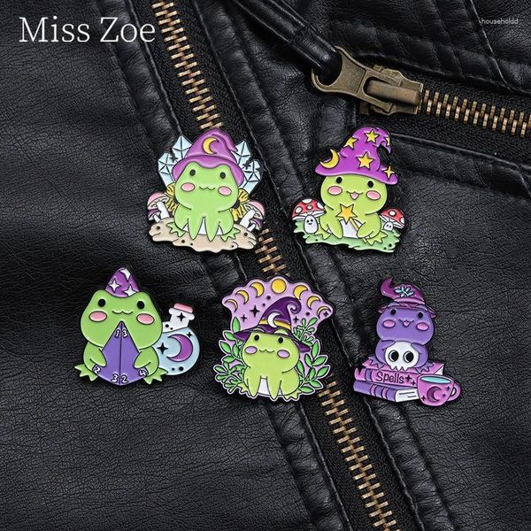 Broches roxo assistente chapéu sapo esmalte pino fase da lua cristal magia laple mochila crachá jóias presente do miúdo para amigos