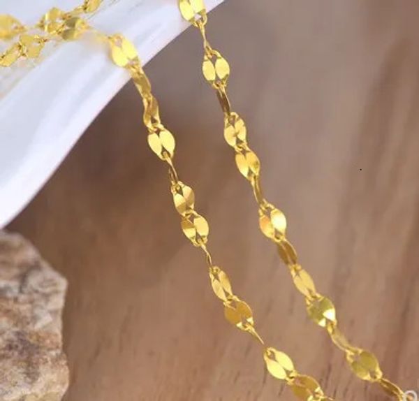 Colar de ouro puro 24k 999 colares genuínos para mulheres corrente 24 k joias de casamento 240125