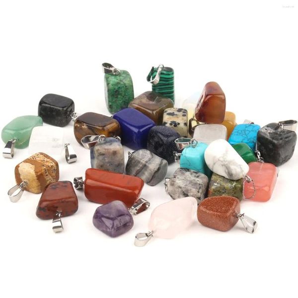 Anhänger Halsketten 5 Stück Natursteinperlen Anhänger Rosenquarz Tigerauge Amethyst Türkis Jade Achat für Kristallherstellung DIY Halskette