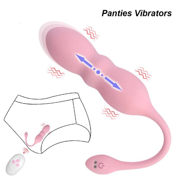 Kadın vibratörler otomatik esneme vajinal top klitoris stimülatör anal fiş erotik külot kadın mastürbator için seks oyuncakları 240202