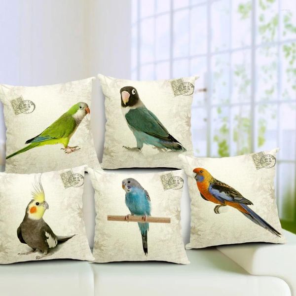 Kissen Vintage Stil Dekorative Kissen Fall Papagei Vogel Polyester Abdeckung Für Sofa Hause Kissenbezug Funda Cojines