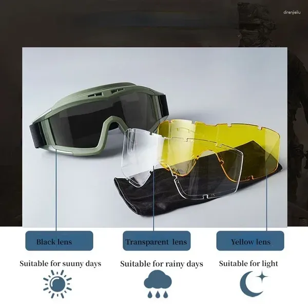 Açık Gözlük Anti Lens Askeri Spor Gözlükleri Çöl Keçiboynuzu Motosiklet Fan Taktik Etki Gözlükleri Toz Geçirmez 3