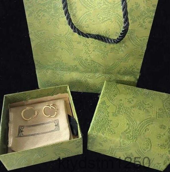 Luxo ouro brincos designer para mulheres argola carta jóias com caixa conjunto dia dos namorados presente noivado 00d4