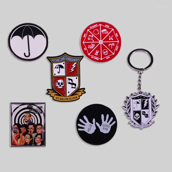 Broches de alta qualidade mangá guarda-chuva academia esmalte pino aventura comédia broche lapela metal emblema jóias presente para amigos