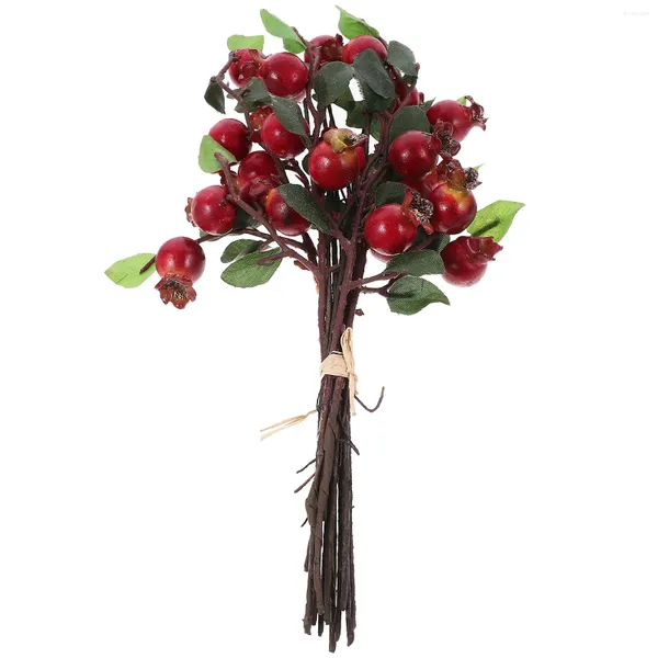 Fiori Decorativi Gruppo di 5 Bacche di Rosa Canina Artificiali Simulazione di Frutta di Melograno Accessori Floreali (Rosso)