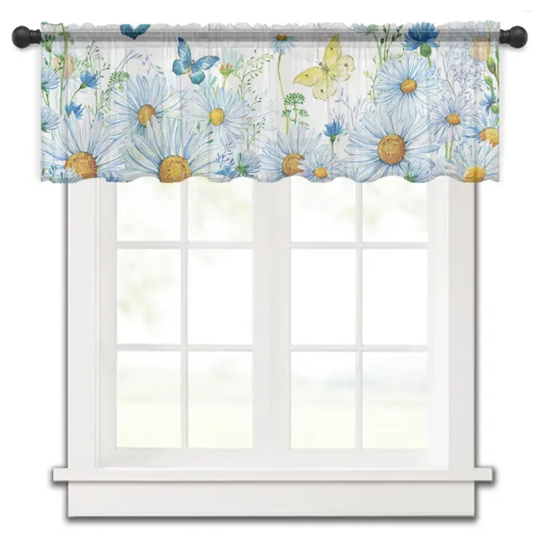 Tenda Margherita Farfalla Libellula Fiore Breve finestra trasparente Tende in tulle per cucina Camera da letto Decorazioni per la casa Piccole tende in voile