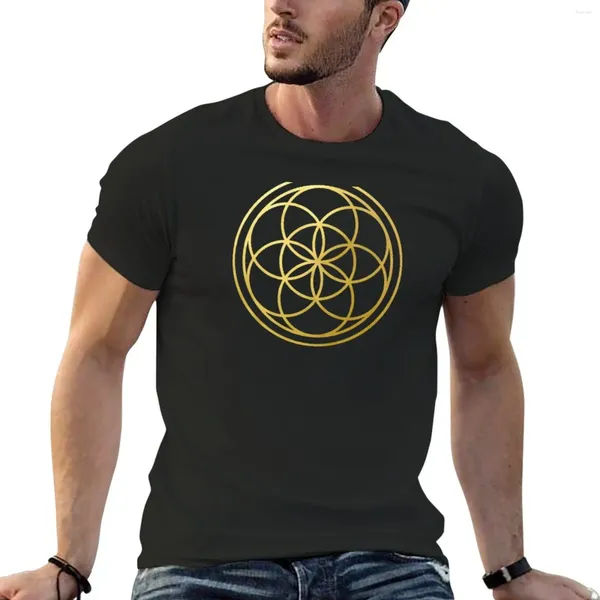 Herren Tank Tops Der Samen des Lebens Gold Heilige Geometrie Mandala Esoterisches Symbol Blumen T-Shirt Jungen T-Shirts Männer