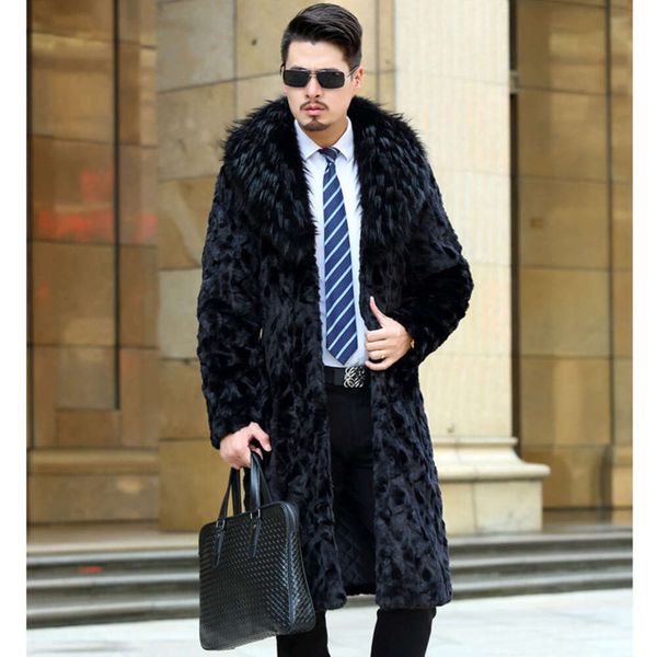 Пальто из искусственного меха Осень и зима Дизайнерская специальная норковая мужская цельная длинная Y135