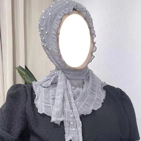 Roupas étnicas Dubai Partido Islâmico Strass Frisado Headwraps Turbante Malásia Elástico Cachecol Fino Mulheres Muçulmanas Hijab Headwear Amira