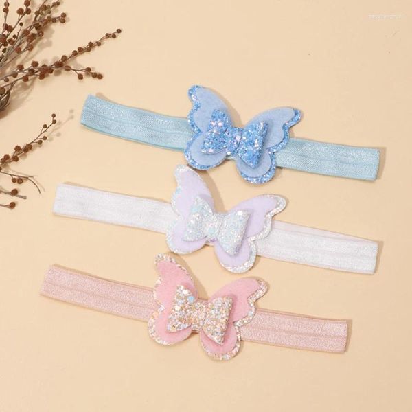 Saç Aksesuarları Sevimli Kelebek Bebek Kız Kafa Bantları Sequin Bows Bantlar Çocuklar için Naylon Head Band Toddler Glitter Vintage Bandage