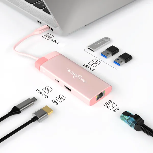 Концентратор USB C, 60 Гц, тип 3,1 к HDMI, RJ45 PD, 100 Вт, док-станция для ноутбука Macbook Pro 3,0, планшетного компьютера