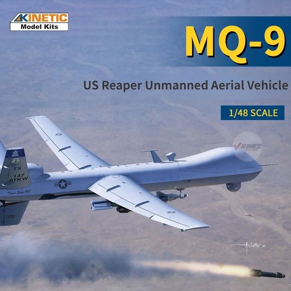 KINETIC K48067 Modello di aereo in scala 1/48 MQ-9 Reaper Veicolo aereo senza pilota per adulti Modello di assemblaggio Hobby Collection Giocattoli fai da te 240131