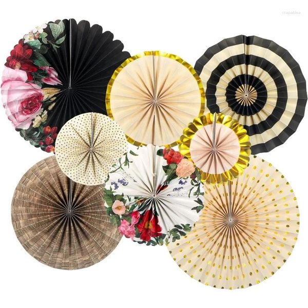 Decoração de festa 8 pcs pendurado fãs de papel chinês flor guirlanda decorações de parede para casamento aniversário dia das mães chá de panela