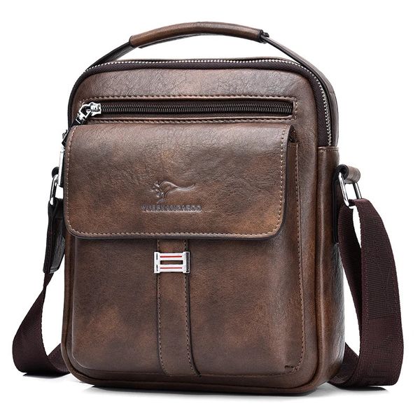 Canguru marca de luxo bolsa de ombro masculina vintage mensageiro bolsa de couro bolsa de couro dividido crossbody sacos para homens 240118