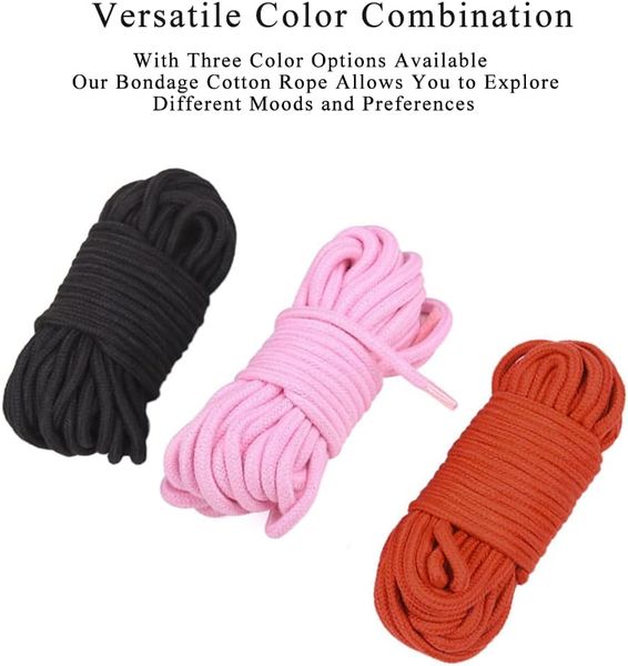 3-teiliges Sexseil aus weicher Baumwolle, Bondage-Seil-Rückhalteset für Sexspiele für Erwachsene, für Frauen, Männer, Paare, BDSM-Gurt, Verwendung für Bettfesseln