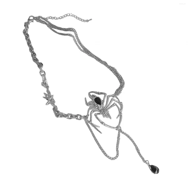 Ожерелья с подвесками в виде паука, стразы, винтажное регулируемое ожерелье в стиле панк для подарков на Рождество, День Святого Валентина, Хэллоуин, для женщин