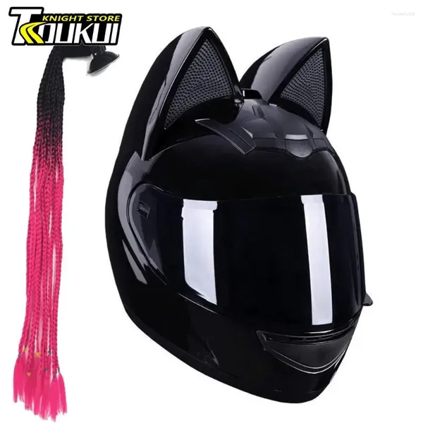 Caschi da moto Casco da donna Simpatico orecchio di gatto Regalo per la fidanzata Moto Certificazione DOT Integrale Capacete De Fashion