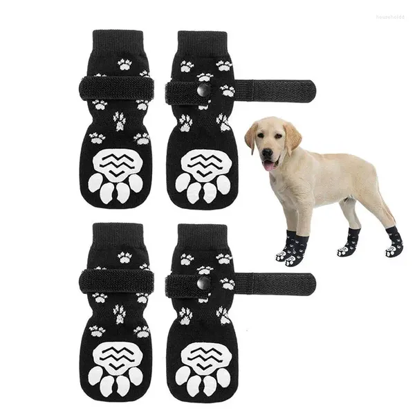 Vestuário para cães meias antiderrapantes para cães, protetor de pata ajustável com alça para controle de tração, piso antiderrapante