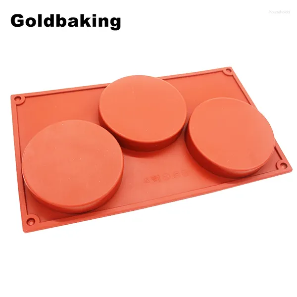 Stampi da forno Goldbaking 3 cavità grande disco rotondo stampo in silicone per caramelle cilindro poco profondo torta collezione classica forme di stampo