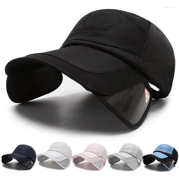 Berretti da baseball Cappello da sole Cappelli da pesca a tesa larga retrattile Protezione UV Berretto da baseball regolabile traspirante per golf da spiaggia, tennis da corsa