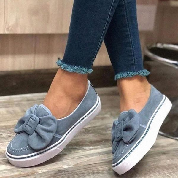 Kadın Bow Flats Bayanlar Yürüyüş Ayakkabıları Üzerinde Kayıyor Kadınlar Flock Loafers Spor Ayakkabıları Sıradan Kadın Kadınlar Yeni Moda X50R B7XI#