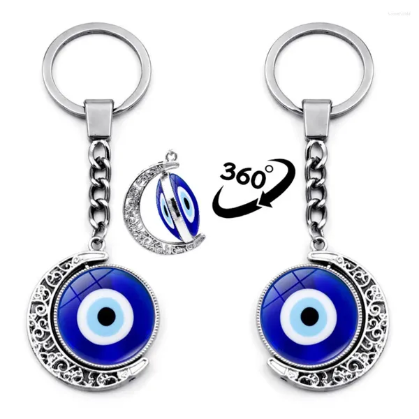 Chaveiros Vintage Demon Eye Chaveiro Homens Girando Lua Carro Chaveiro Acessórios Simples Saco Mal Clipe Jóias para Mulheres Cadeia