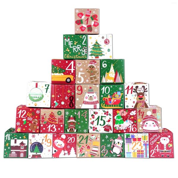 Confezione regalo Calendario dell'Avvento di Natale Scatole per riempire piccoli regali di Natale Confezioni per il conto alla rovescia Decorazioni per la casa 24 pezzi