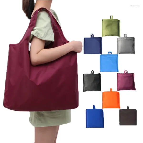 Depolama Çantaları Büyük Taşınabilir Yeniden Kullanılabilir Çevre Dostu Alışveriş Çantası Oxford Yıkanmış Bakkal Çanta Tote Katlanabilir Kese Seyahat Omuz Çantası