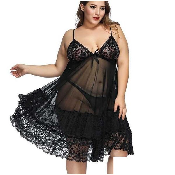 Casa roupas 6xxl plus size lingerie porno renda ver embora mulheres ropa sexy para el sexo vestido sleepwear noite vestido 210924 drop del dh01y