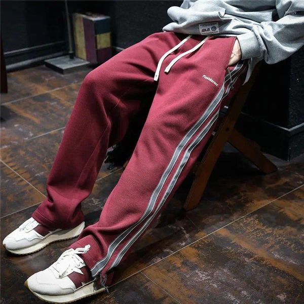 Pantaloni da uomo a gamba larga uomo donna pantaloni stampati vintage rosso/nero con coulisse streetwear casual primavera autunno Harajuku