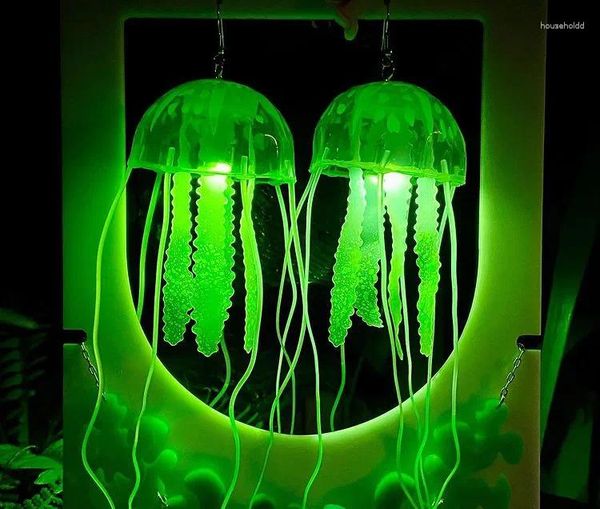 Dangle Ohrringe Leuchten Leuchten Jellyfish Festival Meerjungfrau Schmuck Rave Neon UV Glühen Ozean Nautik