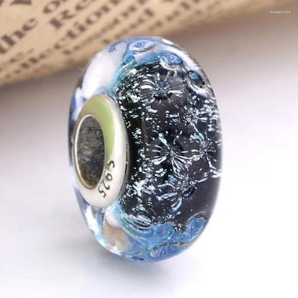 Pedras preciosas soltas original ondulado azul escuro murano vidro oceano contas caber 925 prata esterlina grânulo charme pulseira diy jóias