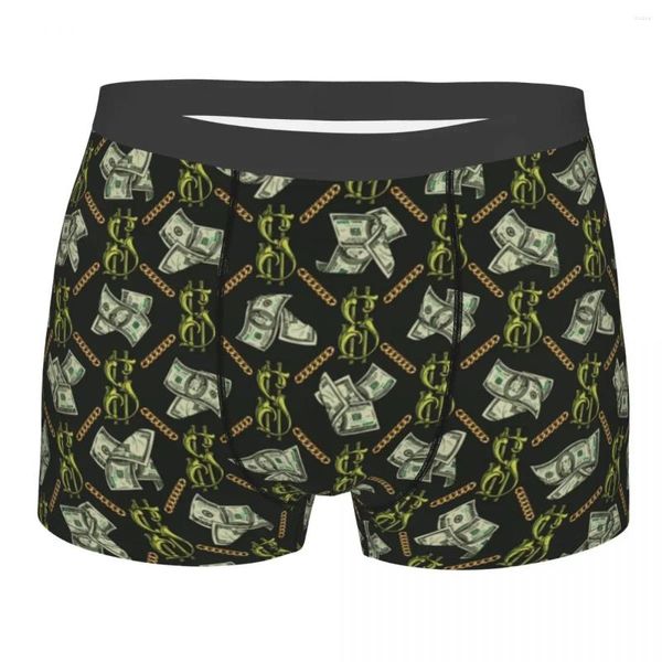 Unterhose Neuheit Boxer Vintage Dollar Bill Shorts Höschen Slips Herren Unterwäsche Geld Muster Atmungsaktiv Für Homme Plus Größe