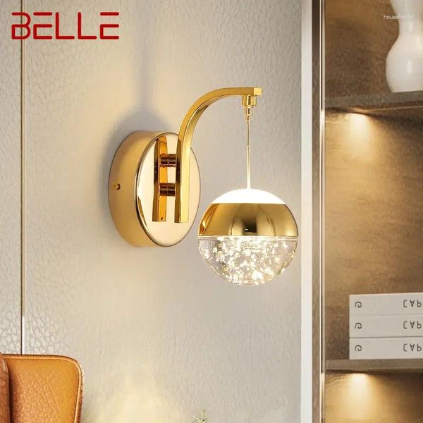 Lâmpada de parede BELLE Gold Crystal Nordic Simple Bubble Sconce Light LED luminárias para casa quarto decorativo