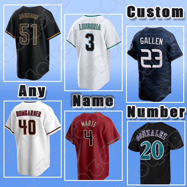 51 Randy Johnson Beyzbol Corbin Carroll Carroll Jersey 20 Luis Gonzalez Zac Gallen Ketel Marte Lourdes Gurriel Jr. Eduardo Rodriguez Kyle Lewis Evan Longoria Arizona Rivera